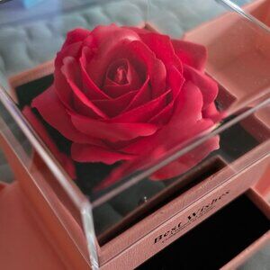Eternal Red Rose Explosion‑Style Gift Box with Jewelry Drawer – 4" Cube Pink Box